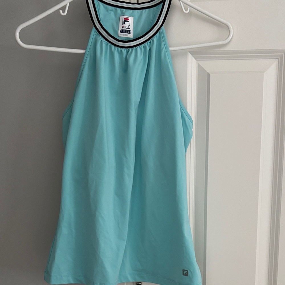 Fila Aqua Halter Tank Top with Navy Trim